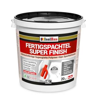 Isolbau Super Finish Spachtel 20 kg, Glättspachtel Fugenspachtel, Gebrauchsfertige Polymer-Gips Fertigspachtel Spachtelmasse für innen, Weiß Q1-Q8 von Isolbau