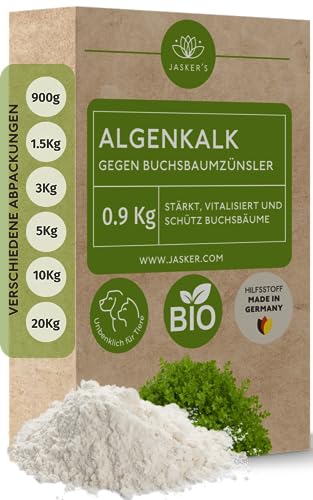 Algenkalk für Buchsbäume 0.9 Kg – Algenkalk gegen Buchsbaumzünsler - 100% natürliche Widerstandskraft und Regeneration für anfällige Buchsbäume - Buchsbaumdünger und Spritzmittel von JASKER'S