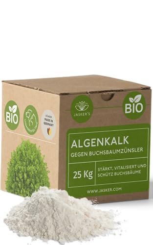 Algenkalk für Buchsbäume 25 Kg – Algenkalk gegen Buchsbaumzünsler - 100% natürliche Widerstandskraft und Regeneration für anfällige Buchsbäume - Buchsbaumdünger und Spritzmittel von JASKER'S
