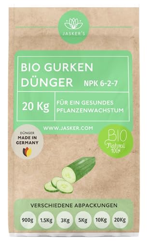 Bio Gurkendünger Langzeit 20 Kg - 100% Bio-Dünger mit Vinasse & viel Kalium - Organischer Biodünger für Gurken & Zucchini - Dünger für Gurken - Bio Gurken und Zucchini Dünger - Hochbeetdünger von JASKER'S