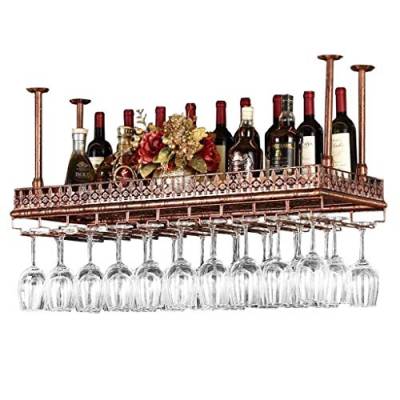 JEVHLYKW Barmöbel Weinregale Decke hängend/umgedreht aufgehängt Weinglashalter Metall |Weinflaschenhalter, Stielglas, Kelchregal (schwarz, 120 x 35 cm) von JEVHLYKW