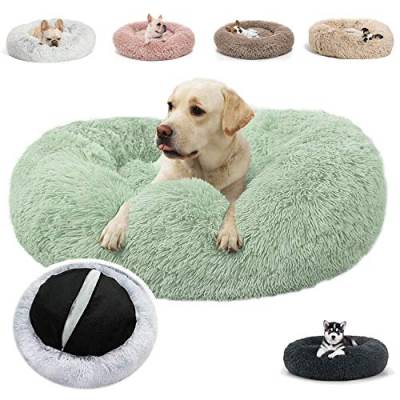 JRUI Haustierbett, Rundes Plüsch-Katzenbett waschbar-Hundebett-Welpen-Kissen-tragbare warme weiche Hundesofa, Doughnut-Form Klein Hund Bett 40/50/60/70/80/110/120CM- Hellgrün Ø 50 cm von JRUI