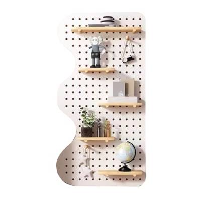 JXYQZD Pegboard Wall Organizer, Wooden Pegboard Wall Mounted Display Storage Pegboard Panel Kit Wall Organizer, for Garage Home Workplace (Color : Wit, Size : 23 * 47 in) von JXYQZD