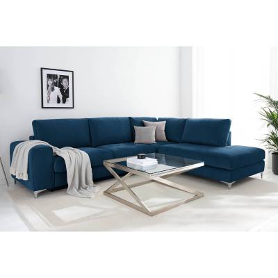 Jack & Alice Ecksofa Baitz I Petrol Samt 302x91x235 cm mit Schlaffunktion von Jack & Alice