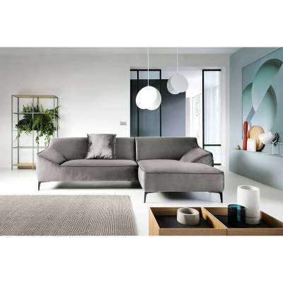 Jack & Alice Ecksofa Rosas I Grau Samt 281x80x166 cm von Jack & Alice