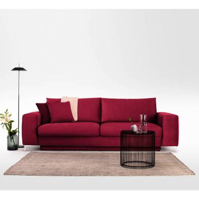 Jack & Alice Schlafsofa Baitz I Bordeaux Samt 265x91x105 cm mit Schlaffunktion von Jack & Alice