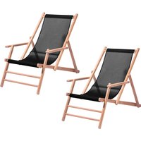 Jan Kurtz - Maxx Deckchair, Teakholz / Bezug Kunststoffgewebe schwarz (2er-Set) von Jan Kurtz