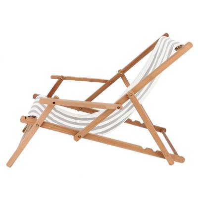 Jan Kurtz - Maxx Deckchair Designers Guild Liegestuhl - streifen hellgrau/100% Polyacryl/BxHxT 64x98x112cm/Gestell teak massiv von Jan Kurtz