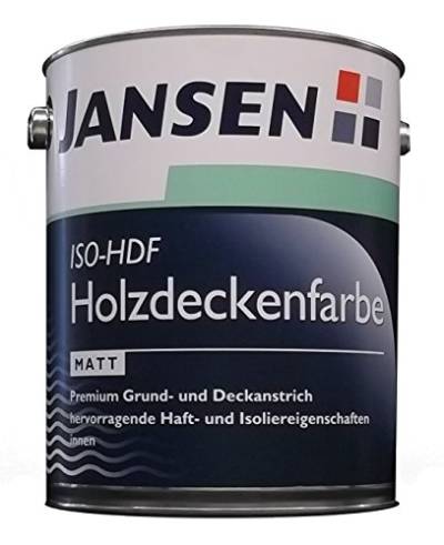 Jansen ISO-HDF Holzdeckenfarbe weiß 5 Liter seidenglänzend Grund und Deckanstrich von Jansen