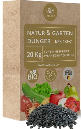 Bio Dünger 20 Kg - 100% Naturdünger & Universaldünger - Ideal als Veganer Dünger für Obst & Gemüse - Pflanzendünger mit viel Kalium & Magnesium - Organischer Volldünger - Bio Dünger Gemüse von JASKER'S