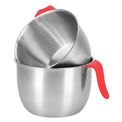 Jopwkuin Rührschüssel, Edelstahl Rührschüssel mit Griff rutschfeste Vertiefung Spritzwassergeschützte Rührschüssel Große Rührschüssel Zum Salat Servieren,Backen,Kochen,praktische(3600ML) von Jopwkuin