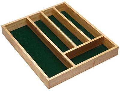 KitchenCraft Besteckkasten, Holz mit grüner Filzeinlage, 5 Fächer, 36 cm x 31 cm x 4,5 cm von KitchenCraft