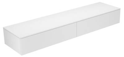 Keuco Edition 400 Sideboard 31771, 2 Auszüge, 2100 x 289 x 535 mm, Korpus/Front: Weiß Hochglanz Lack / Trüffel Glas glanz von KEUCO GmbH & Co. KG