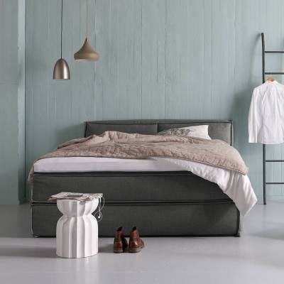 Boxspringbett Kinx 140x200 cm Webstoff Anthrazit mit Matratze/Topper von Studio Copenhagen