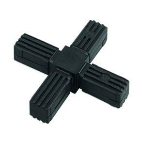 1 Steckverbinder Rohrverbinder für Quadratrohre, Kunststoff/Polyamid, Schwarz (Kreuz, 20 x 20 x 1,5 mm) von KLAMA