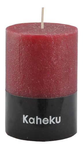 Kaheku Rustik Stumpenkerze Cylinderkerze weinrot Bordeaux-rot d7 h10 cm von Kaheku