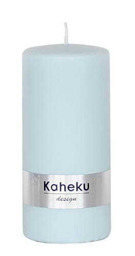 Stumpenkerze Powder eisblau pastell getaucht d6,8 h15 cm von Kaheku