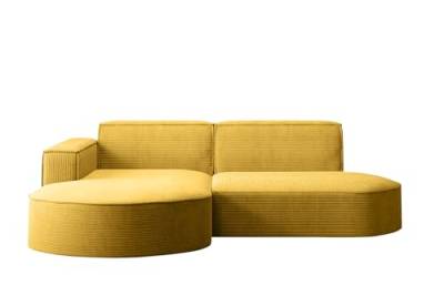 Kaiser Möbel Ecksofa Modena Studio Parma - Modern Design Couch, Sofagarnitur, Couchgarnitur, Polsterecke, freistehend, Stoff Dicker Cord Poso Gelb Links von Kaiser Möbel