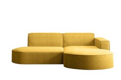 Kaiser Möbel Ecksofa Modena Studio Parma - Modern Design Couch, Sofagarnitur, Couchgarnitur, Polsterecke, freistehend, Stoff Dicker Cord Poso Gelb Rechts von Kaiser Möbel