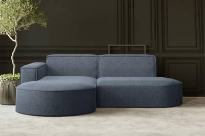 Kaiser Möbel Ecksofa Modena Studio Parma - Modern Design Couch Sofagarnitur Couchgarnitur Polsterecke freistehend, Stoff Neve Blau Links von Kaiser Möbel