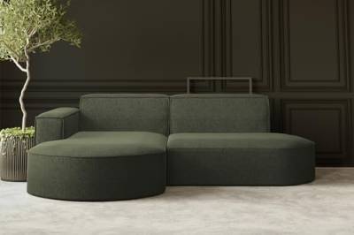 Kaiser Möbel Ecksofa Modena Studio Parma - Modern Design Couch Sofagarnitur Couchgarnitur Polsterecke freistehend, Stoff Neve Grün Links von Kaiser Möbel