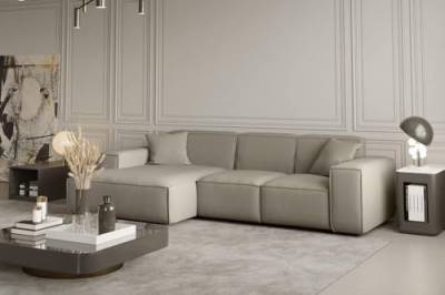 Kaiser Möbel PULA Designer L-Form Modern Design Couch, Sofagarnitur, Couchgarnitur, Polsterecke, freistehend, Opera Velvet, 266 cm (Perle Links) von Kaiser Möbel
