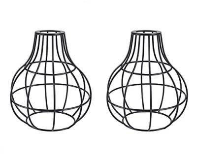 Kaj Hejmo 2 Stück rustikaler Industrie-Lampenschirm | Metallkäfig Deckenleuchten Lampenschirme | DIY Bauernhaus Lichtschutz zum Aufhängen von Hängelampen (Wassertropfen) von Kaj Hejmo