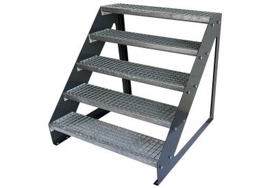 Kaminbau Mierzwa Außentreppe Premium Treppe Anthrazit Freistehend, für Geschosshöhen bis 95.5 cm, Stufen Gitterroststufen nach DIN 24531, (Breite wählbar aus 600, 800, 1000, 1400 mm), Gartentreppe Terrassentreppe Stahltreppe Metalltreppe Wangentreppe von Kaminbau Mierzwa