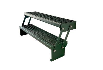 Kaminbau Mierzwa Außentreppe Premium Treppe Komplett Grün Freistehend, für Geschosshöhen bis 43.00 cm, Stufen Gitterroststufen nach DIN 24531, (Höhe Verstellbar 30-43 cm, Breite wählbar aus 60, 80, 100, 120, 140 cm), Gartentreppe Terrassentreppe Stahltreppe Metalltreppe Wangentreppe von Kaminbau Mierzwa