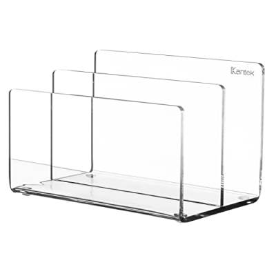 Kantek Mini-Aktenordner, transparenter Acryl, 2 Fächer, 15,2 x 9,7 x 9,9 cm, Schreibtisch-Organizer, rutschfeste Füße, Schreibtisch-Zubehör von Kantek