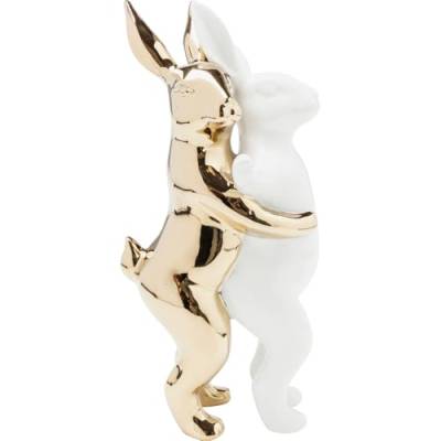 Kare Desgin Deko Figur Hugging Rabbits Medium, weiß/gold, Skulptur, Hase, 25cm von Kare