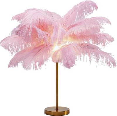 Kare Design Tischleuchte Feather Palm, Pink, Federn, 60cm, Schreibtischlampe, Nachttischlampe, Dekoleuchte, Tischlampe, Leuchtmittel nicht inklusiv von Kare