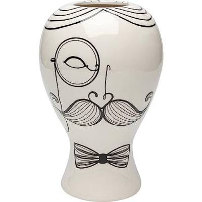 Kare Design Vase Favola Men, schwarz/weiß, Blumenvase, Dekorationsvase, Gefäß für Blumen, Tischvase, 30cm von Kare