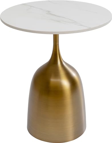Kare Design Beistelltisch Nube Tulpin, Gold, 45cm Durchmesser, Wohnzimmertisch, Couchtisch, rund, Keramik Tischplatte, Edelstahl Fuß, 53x45x45 cm (H/B/T) von Kare