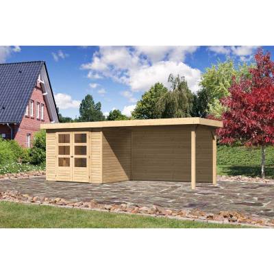 Karibu Holz-Gartenhaus Boras Natur Flachdach Unbehandelt 238 cm x 213 cm von Karibu