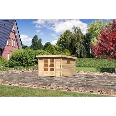 Karibu Holz-Gartenhaus Jeebel 3 Natur Pultdach Unbehandelt 282 cm x 282 cm von Karibu