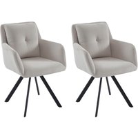 Stuhl mit Armlehnen 2er-Set - Stoff & schwarzes Metall - Cremefarben - ZOLEVY von Maison Céphy