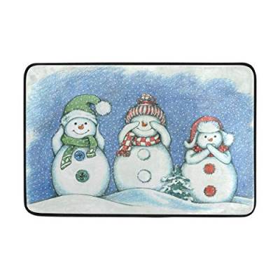 Fußmatte mit drei Schneemann, Weihnachten, für Küche, Bad, Bodenmatte, 60 x 39,9 cm von Kcldeci
