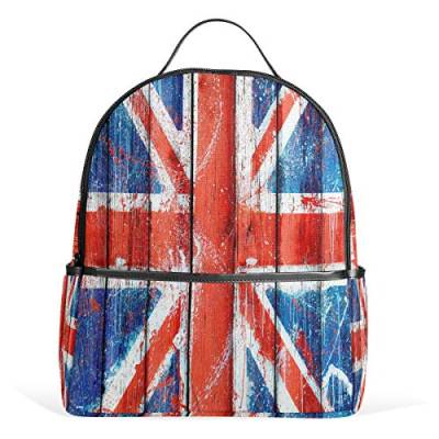 Rucksack mit UK-Flagge aus Holz, wasserdicht, Schultertasche, Sporttasche für Damen und Herren von Kcldeci