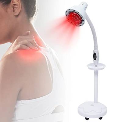 KenSyuInt 275W Infrarotlampe Wärmelampe 360°-Drehung Wärmepflege-Lampe Therapielampe Wärmetherapie Rotlicht Infrarotleuchte, Höhenverstellbar, Temperatur Einstellbar, Timing-Funktion von KenSyuInt