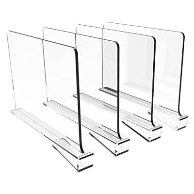 4 Stück Acrylregal Regaltrenner, Trennwand Regal, Regalteiler Regalsystem ohne Bohren für Schränke, Kleiderschranksystem Trenngitter, für Aufbewahrung, Holzschrank, Schlafzimmer (4 Pcs) von Kepuarm