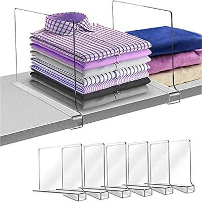 6 Stück Acrylregal Regaltrenner, Trennwand Regal, Regalteiler Regalsystem ohne Bohren für Schränke, Kleiderschranksystem Trenngitter, für Aufbewahrung, Holzschrank, Schlafzimmer (6 Pcs) von Kepuarm