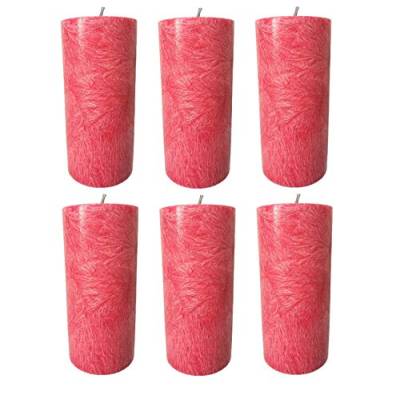Kerzenfarm Hahn 6er Set Stearin-Stumpenkerzen, 13,5x6,4 cm, Rot durchgefärbt, 50h Brenndauer, 100% pflanzlich, vegan von Kerzenfarm Hahn