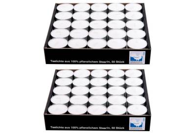 Kerzenfarm Hahn Tafelkerze (Packung, 100-tlg., Pack), Packung mit 100 Teelichtkerzen aus pflanzlichem Stearinwachs kei von Kerzenfarm Hahn