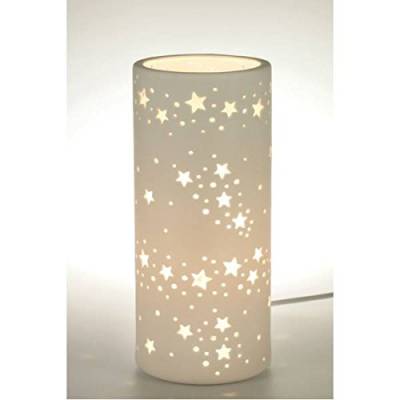 Kerzenfarm Hahn Tischlampe, Leuchte Sterne Zylinder H. 28,5cm weiß Porzellan von Kerzenfarm Hahn