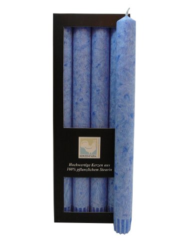 Stearin Stabkerzen, 250 x 22 mm, Blau, 4er-Pack, Bio - Kerzen/Stearin - Leuchterkerzen von Kerzenfarm Hahn