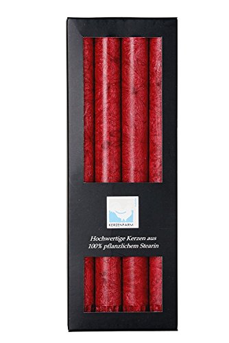 Stearin Stabkerzen, 250 x 22 mm, Dunkelrot, 4er-Pack, Bio - Kerzen / Stearin - Leuchterkerzen von Kerzenfarm Hahn