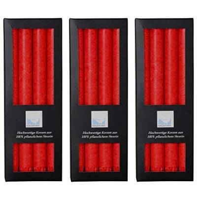 Stearin Stabkerzen, rot, 25 cm x 2,2 cm, 12er Set, Leuchterkerzen/Bio - Kerzen von Kerzenfarm Hahn