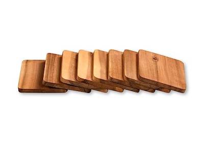 Kesper 8er Pack Raclette - Brettchen 10 x 8 cm aus Akazienholz/Untersetzer/Holzbrettchen/Raclettebrettchen von Kesper