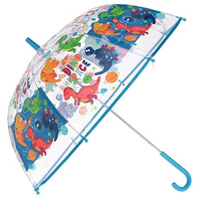 Kids Euroswan - Dino Space-Regenschirm, transparent, 19 Zoll, mehrfarbig (KL11331) von Kids Euroswan